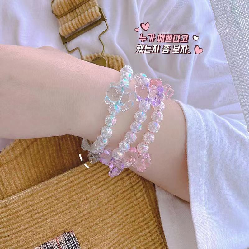Dây buộc tóc đính đá hình gấu xinh xắn cho nữ