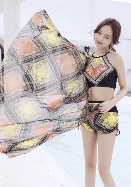 Bộ bikini áo yếm kèm khăn | BigBuy360 - bigbuy360.vn