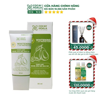 Kem trang điểm 🍃FREESHIP🍃 Kem makeup Bơ Nghệ kiềm dầu, nâng tone tự nhiên Cocayhoala SPF50/PA+++ 30ml [kem makeup]