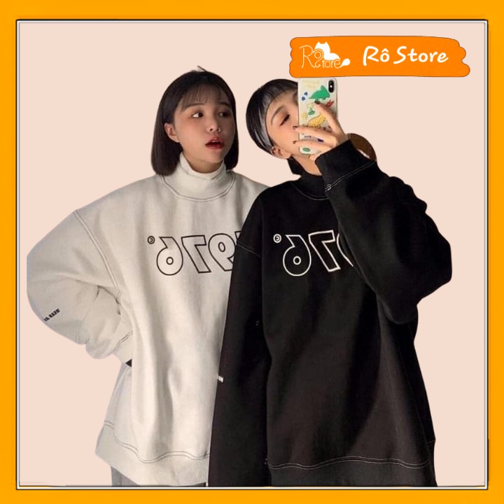 Áo sweater/ Áo nỉ nam nữ dáng rộng unisex in chữ 1976 chuẩn tay bồng RÔ STORE SW18