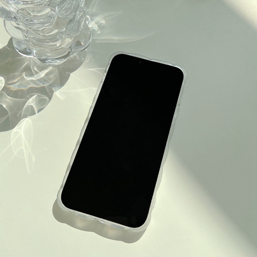 Ốp Điện Thoại Trong Suốt Thiết Kế Gợn Sóng In Hoa/ Dâu Tây Xanh Dương Cho iphone 13 12 11 pro max x xr xs max7 8 plus