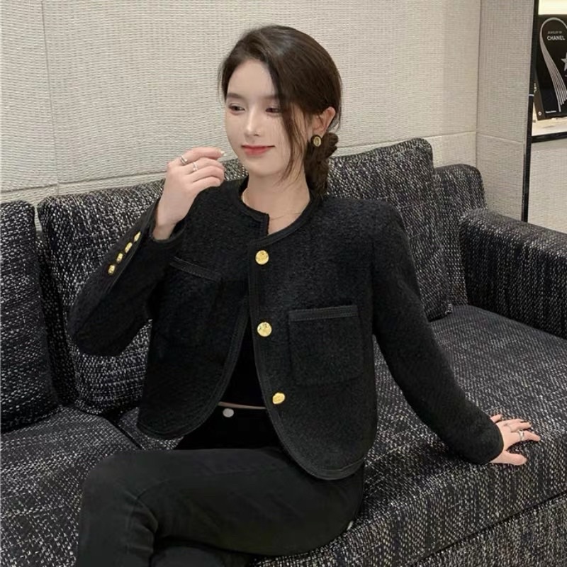 Áo Khoác Dạ Tweed Dáng Ngắn Nữ Mùa Đông Thời Trang Hàn Quốc Chali AD128