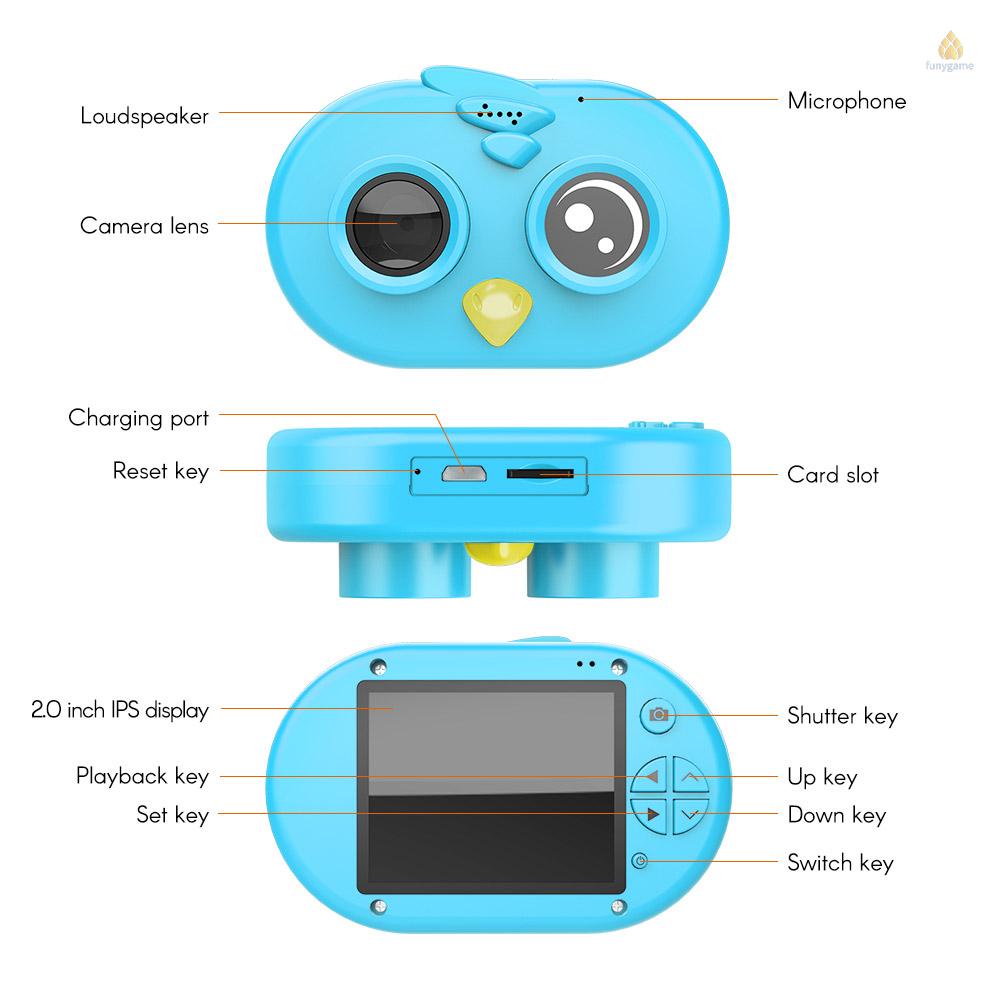 Camera kỹ thuật số 12MP 1080P Full HD màn hình 2.0 Inch IPS HD dễ thương cho bé
 | BigBuy360 - bigbuy360.vn