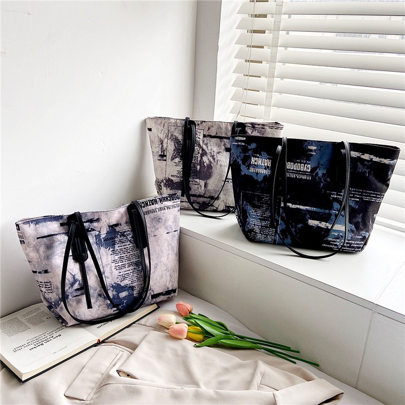 Túi Xách Canvas Cỡ Lớn In Họa Tiết Thời Trang Cho Nữ