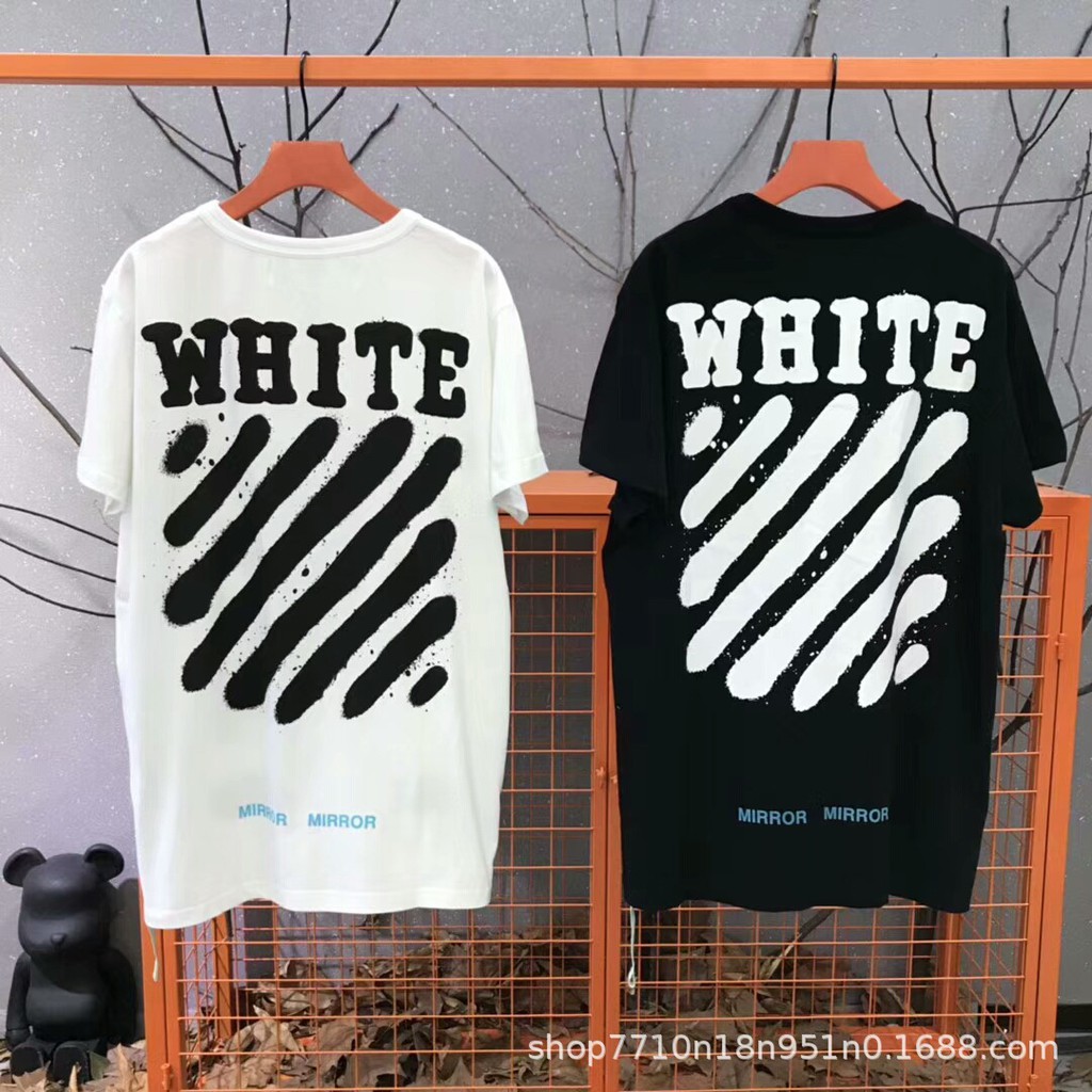 Áo Thun Tay Lỡ Off-White Màu Trắng Áo thun unisex đẹp form rộng overssize | BeWay