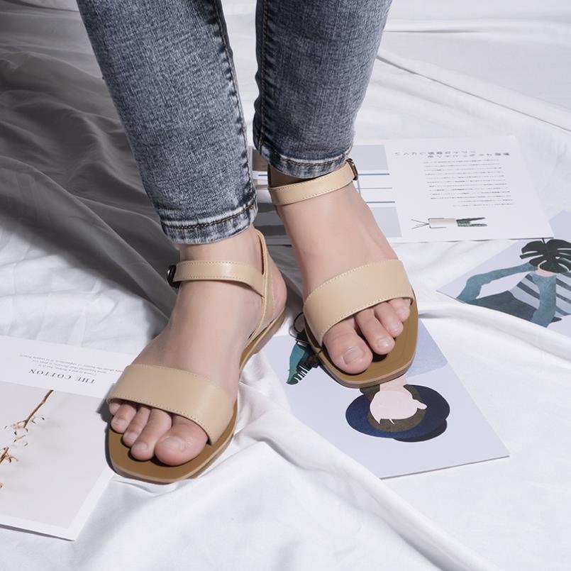 Giày Sandal nữ quai ngang da siêu mềm, sandal nữ quai hậu đế bệt PABNO PN15002 ⬲