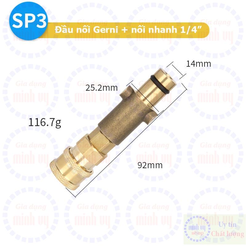 Khớp chuyển sung xịt các hãng Châu Âu ra đầu cái nối nhanh 1/4" để gắn béc phun màu, bình bọt tuyết