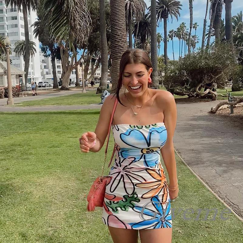 Đầm Ống Không Tay Hở Vai In Họa Tiết Ốc Sên / Ốc Sên Thời Trang Mùa Hè Cho Nữ