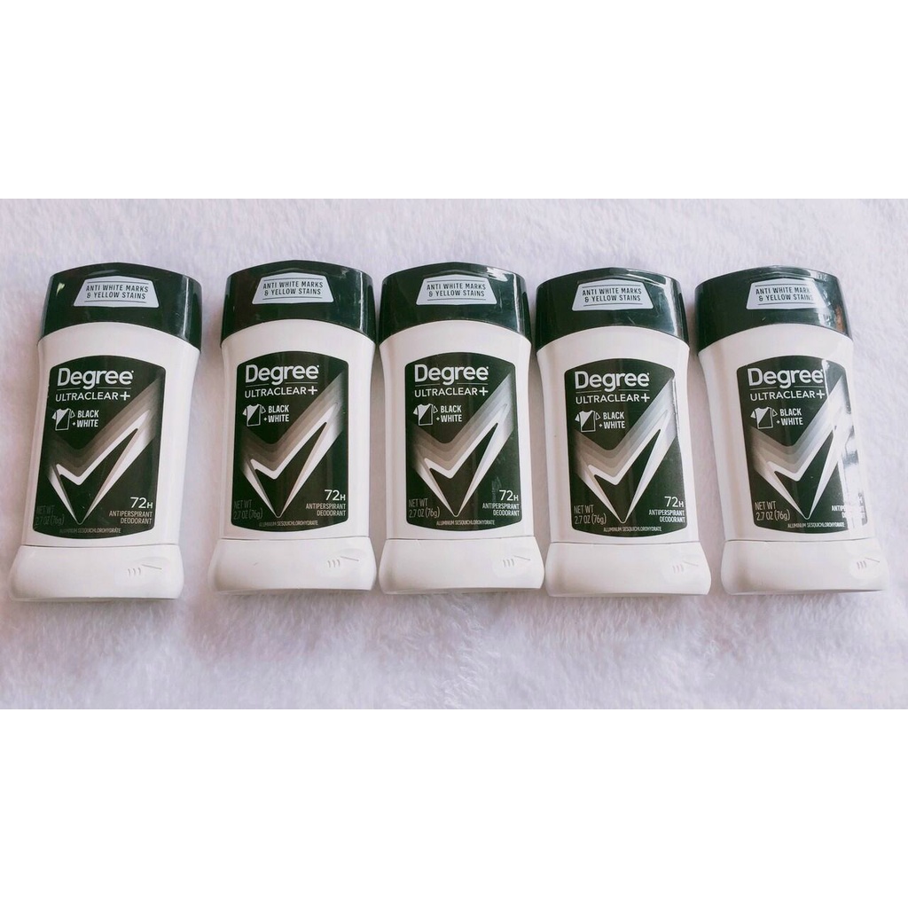 Set 5 lăn khử mùi nam Degree black + white 76g - Mỹ