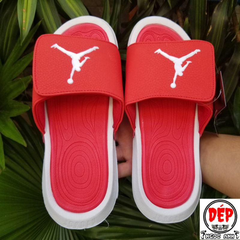 Tặng Hộp + Ảnh Thật. dép jordan hydro 6 màu đỏ viền trắng siêu yêu