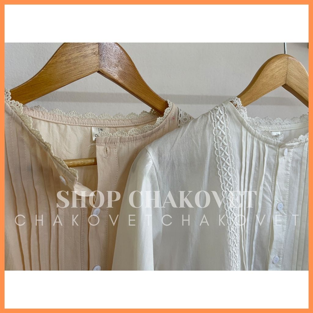 Áo sơ mi nữ dài tay eo cao phối ren tay bồng, áo kiểu nữ dáng Croptop -CKA129