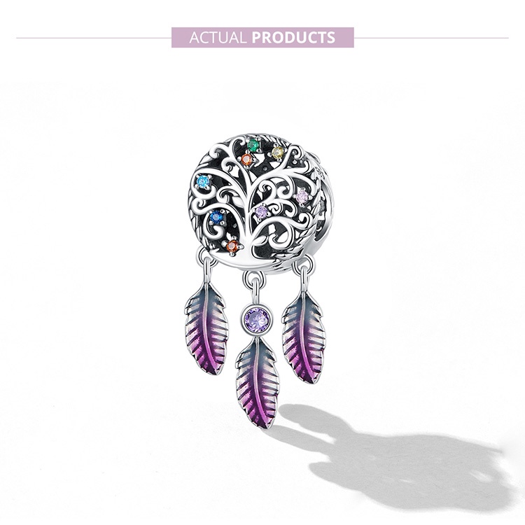 Mặt dây bằng Bamoer bạc 925 hình dreamcatcher độc đáo thời trang