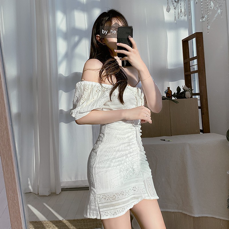 Đầm dáng ôm trắng tay ngắn Emilyshop