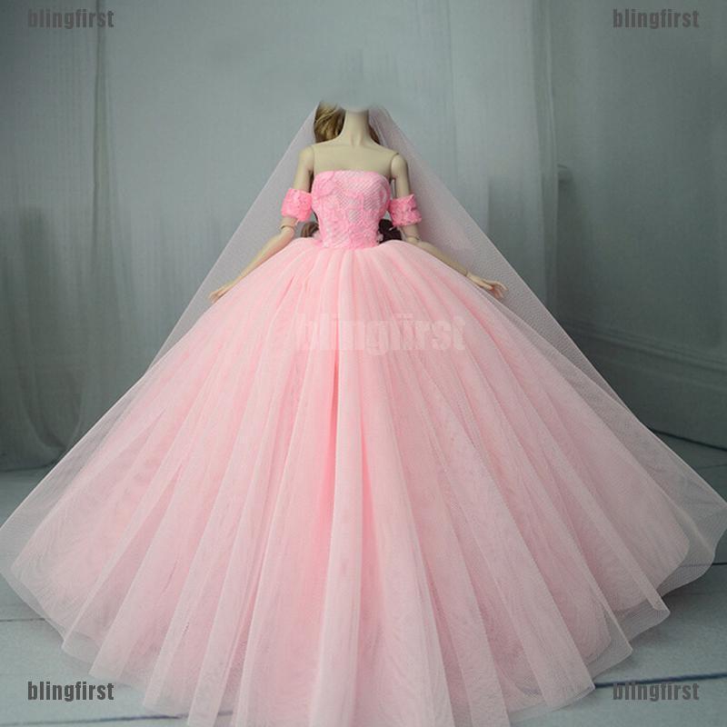 Bộ váy cưới với băng đô xinh xắn cho búp bê 11