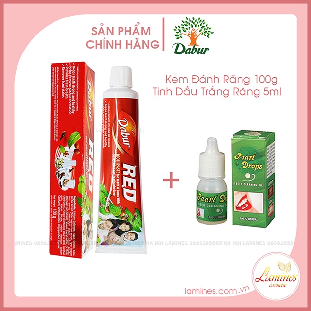 [COMBO] Bộ Đôi Kem Đánh Răng Dabur Red Và Tinh Dầu Trắng Răng Pearl Drops Ngăn Ngừa Mảng Bám