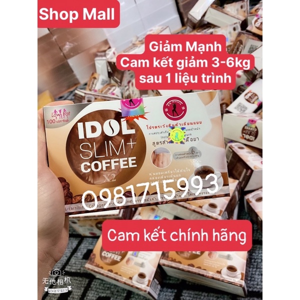 (KHÔNG GIẢM HOÀN TIỀN) Giảm Cân mạnh cafe IDol Slim x2- hộp 10 gói. cam kết giảm 3-6kg sau 1 liệu trình