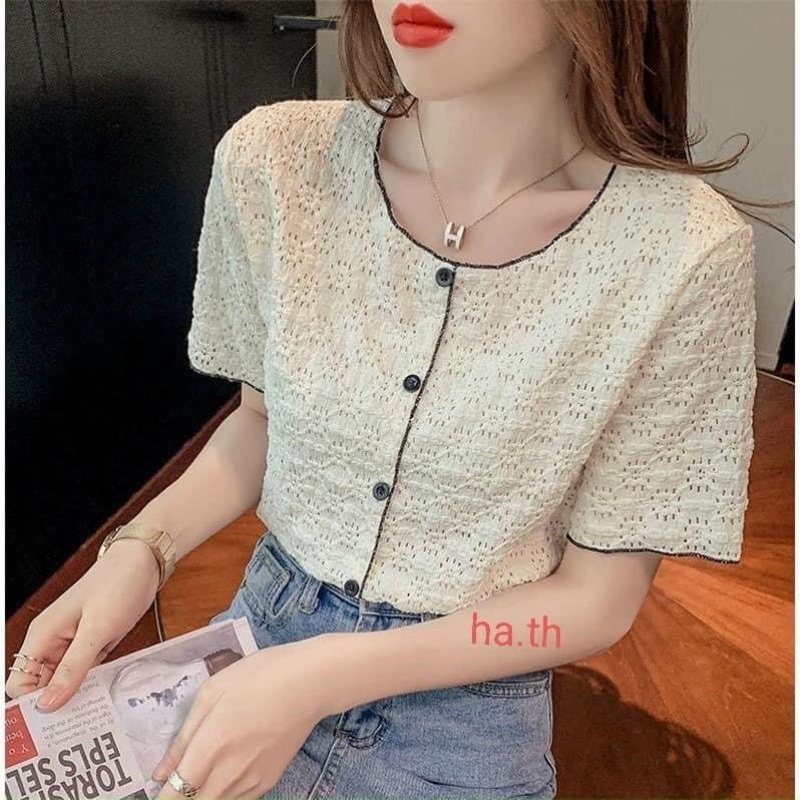 Áo Kiểu, Áo Thun Nữ Tay Lỡ Thiết Kế Dáng Ôm Chất Liệu Vải Xốp Mềm Mịn Viền Chỉ Vạt Áo