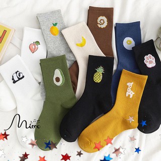 Tất nam nữ unisex cao cổ họa tiết hoa quả xinh xắn Tất cao cổ nữ đi giày thể thao sneaker