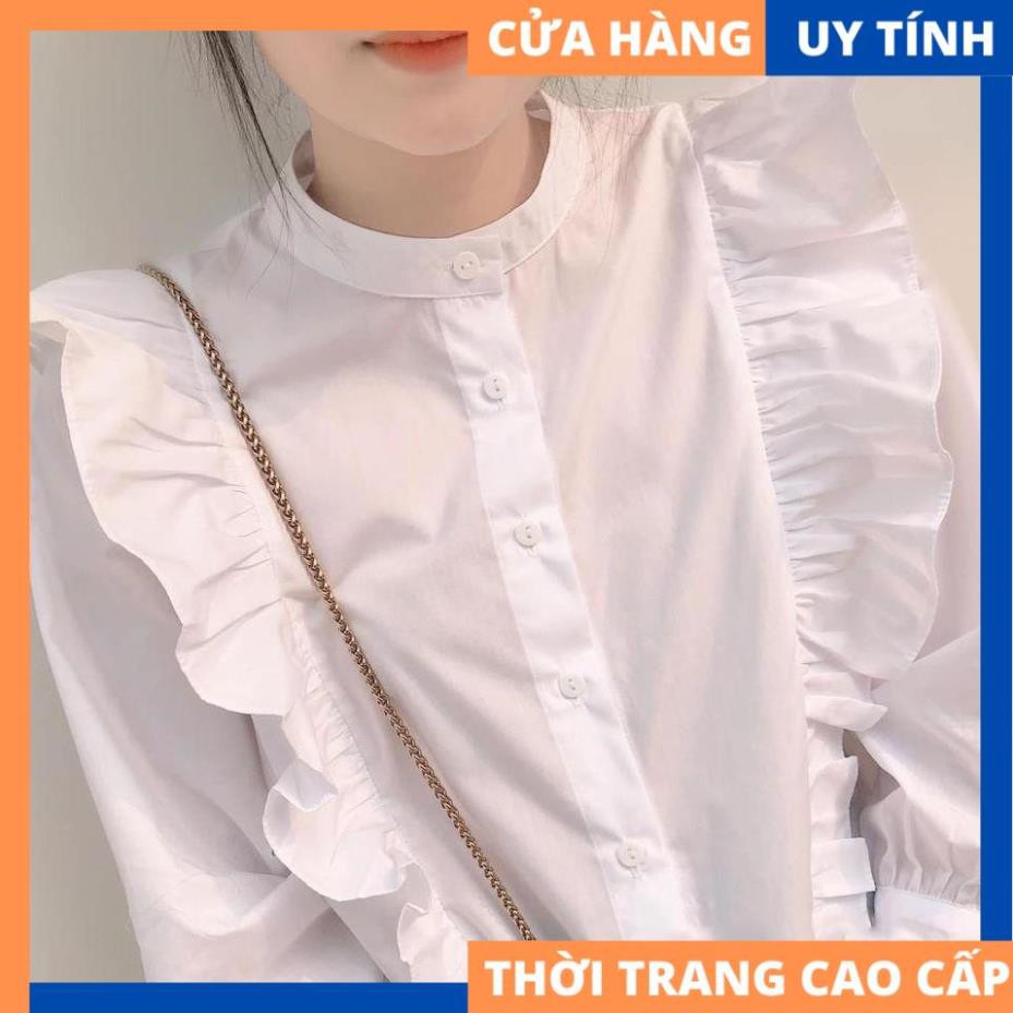 Sơ Mi Trắng Phối Bèo Dễ Thương [HÀNG CAO CẤP]
