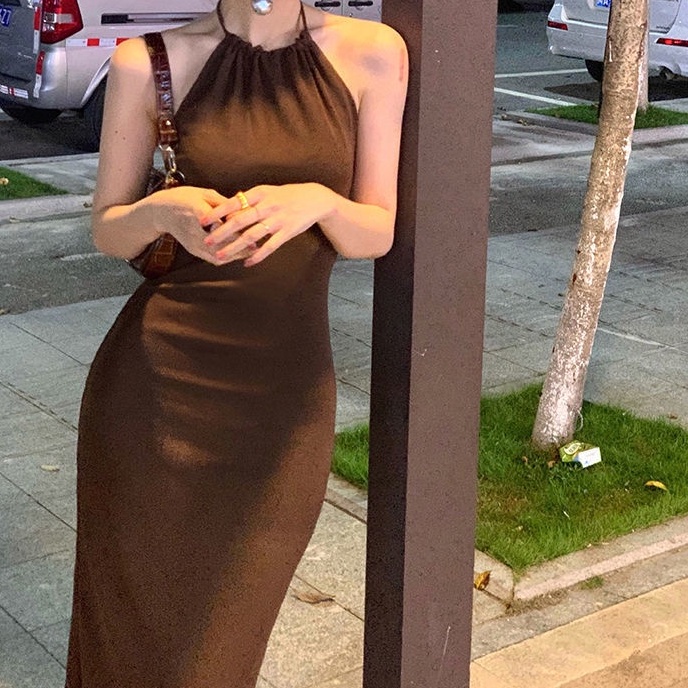 [MURIOKI] Đầm Hai Dây Ôm Dáng Hở Lưng Quyến Rũ Dành Cho Nữ