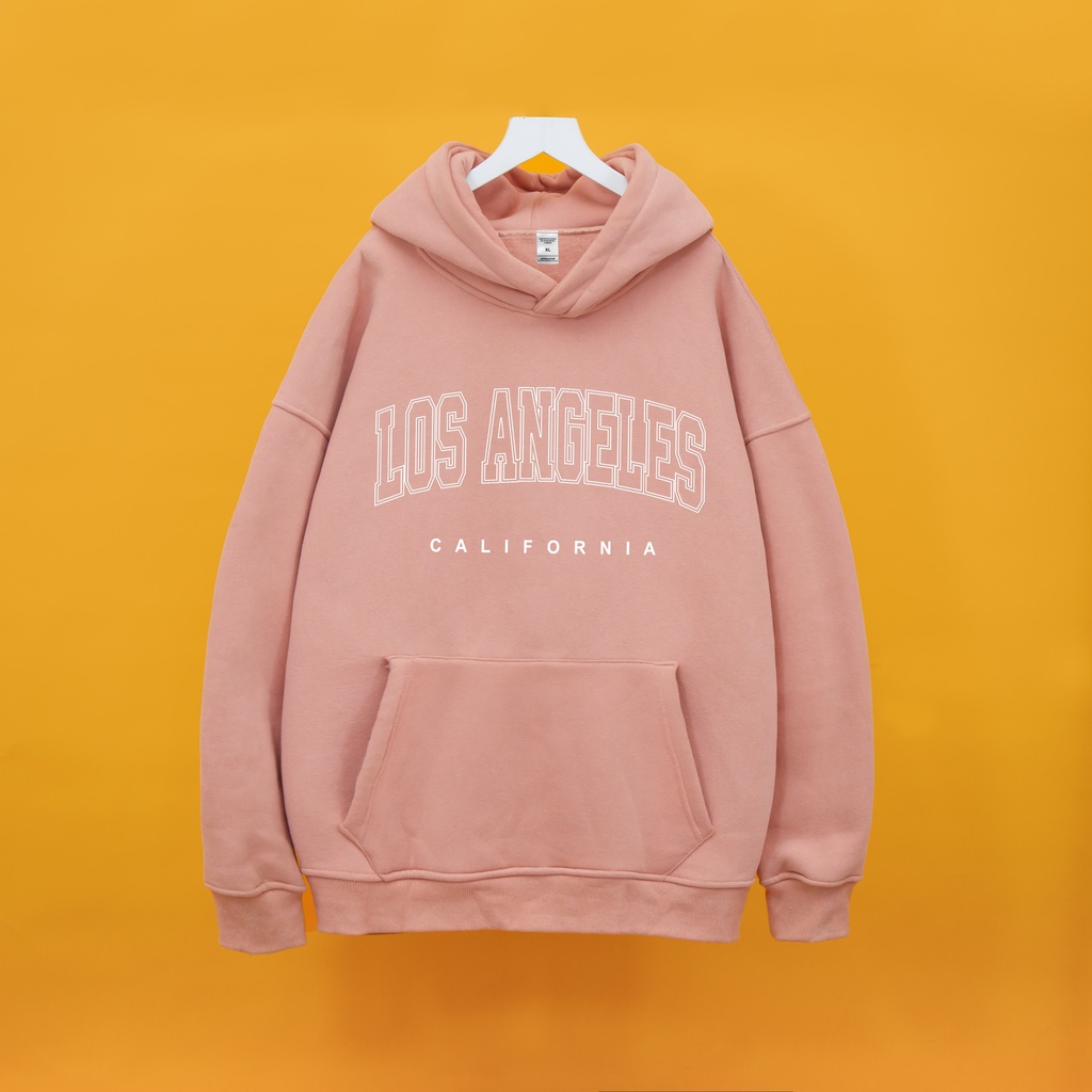 Áo nỉ hoodie LOS.ANGELES Hogoto shop, áo nỉ bông cotton unisex nam nữ form rộng oversize chất liệu Cotton
