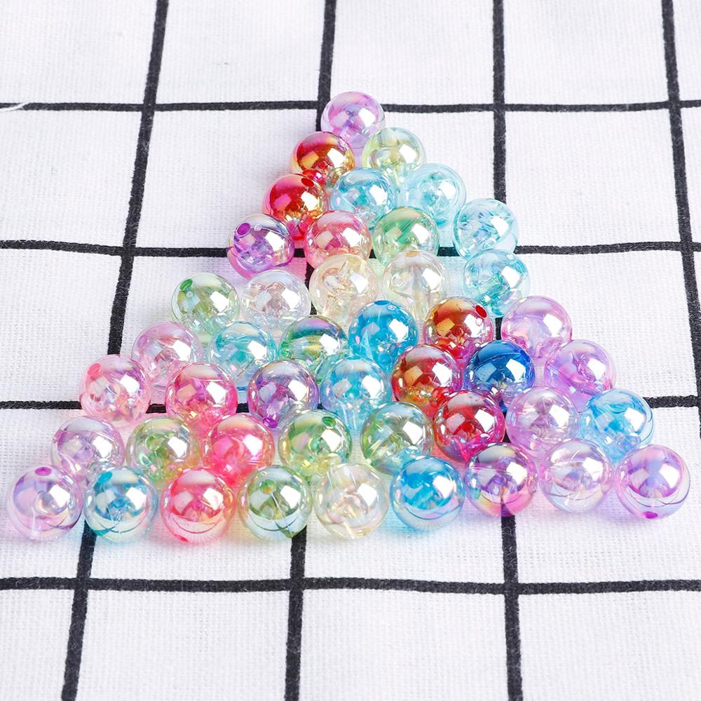 Hạt tròn acrylic rời màu kẹo cầu vồng dùng làm trang sức vòng cổ vòng tay thủ công 6 mm 8 mm 10 mm AB