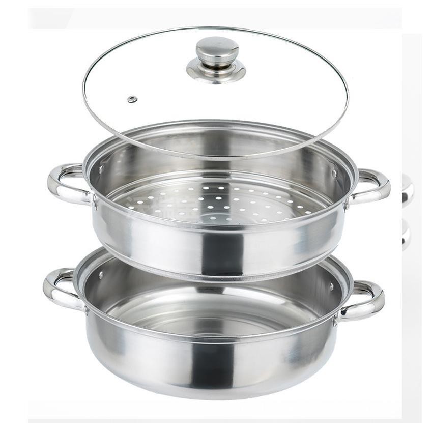 NỒI HẤP INOX ĐA NĂNG 2 TẦNG NẮP KÍNH 28 CM