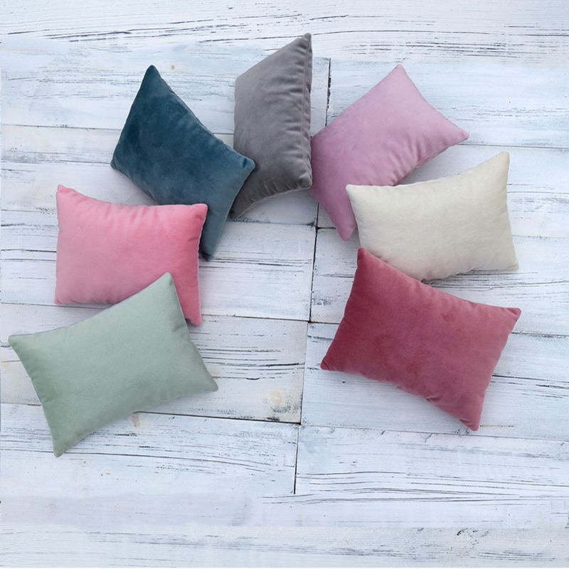 Set 2 Món Băng Đô + Gối Bằng Vải Nhung Làm Phụ Kiện Chụp Ảnh Cho Bé Sơ Sinh 0-2 Tháng Tuổi