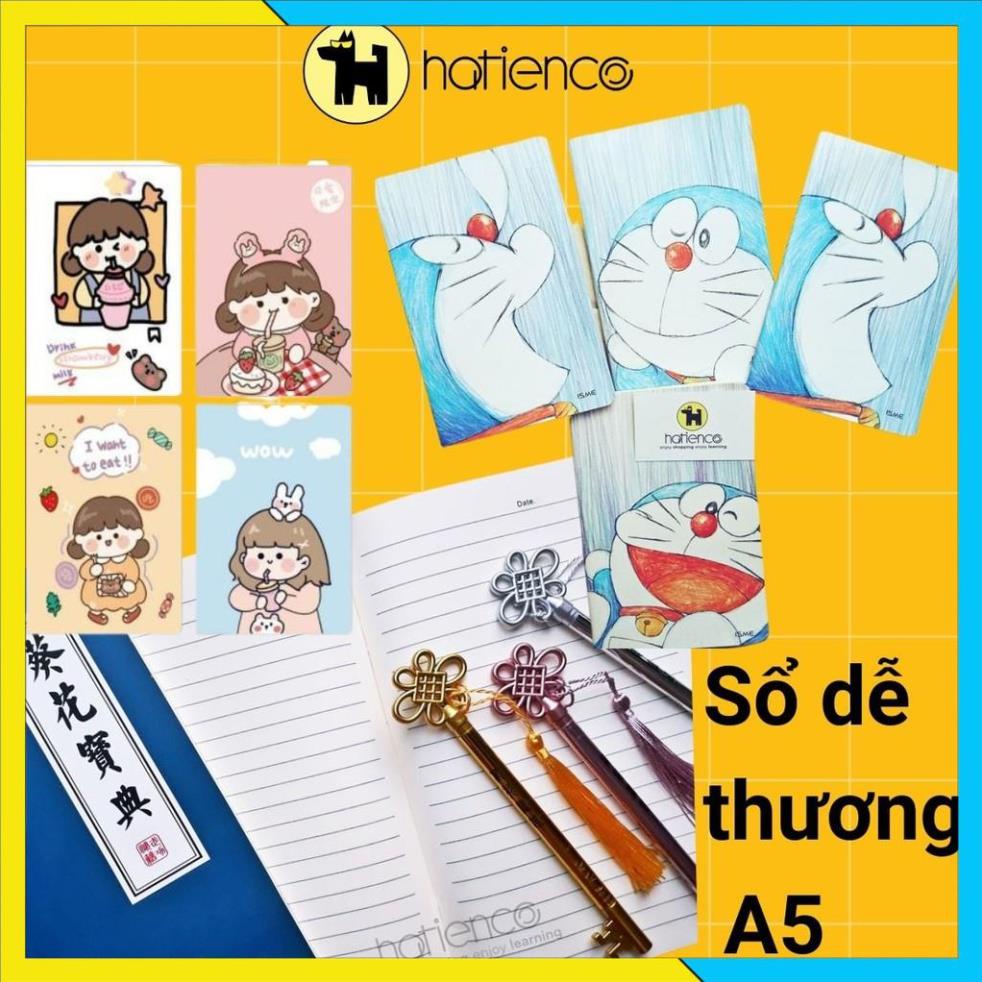 Sổ A5 bìa cute kẻ hàng ngang hình doreamon, bông cúc, bơ, thỏ, gấu