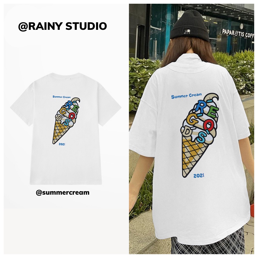 Áo thun tay lỡ nam nữ, áo phông unisex form rộng chất cotton mát mịn thấm hút mồ hôi CREAM