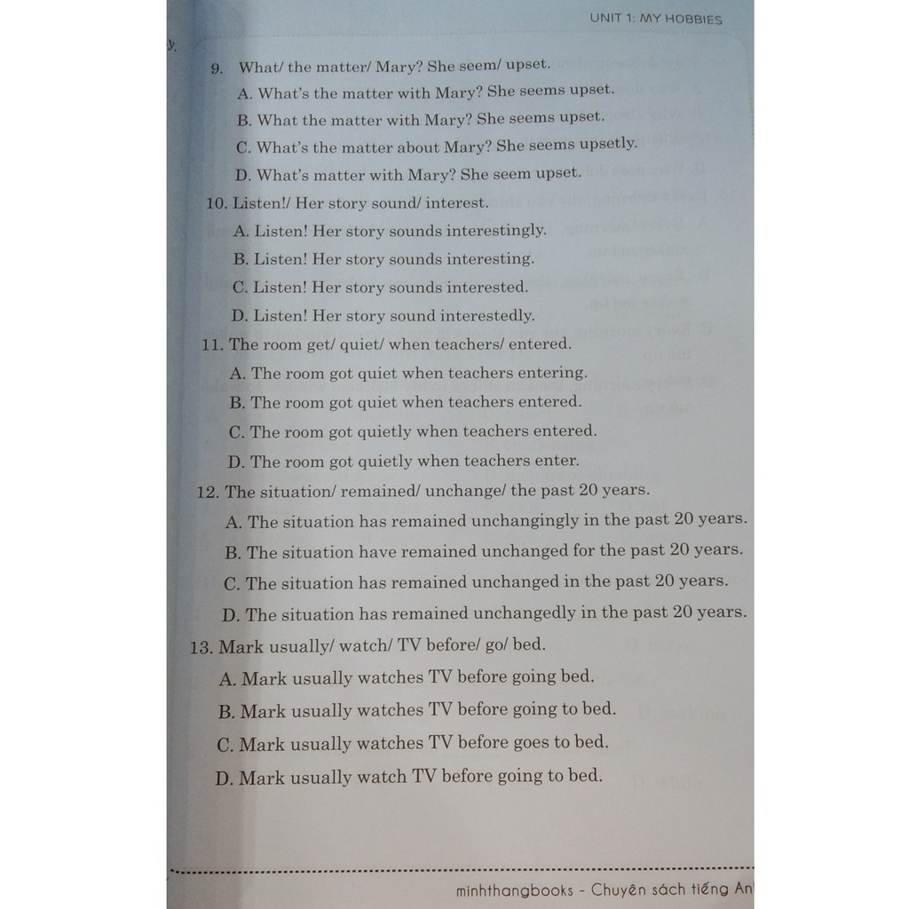 Sách - Bài tập trắc nghiệm tiếng anh lớp 7 tập 1 (có đáp án )