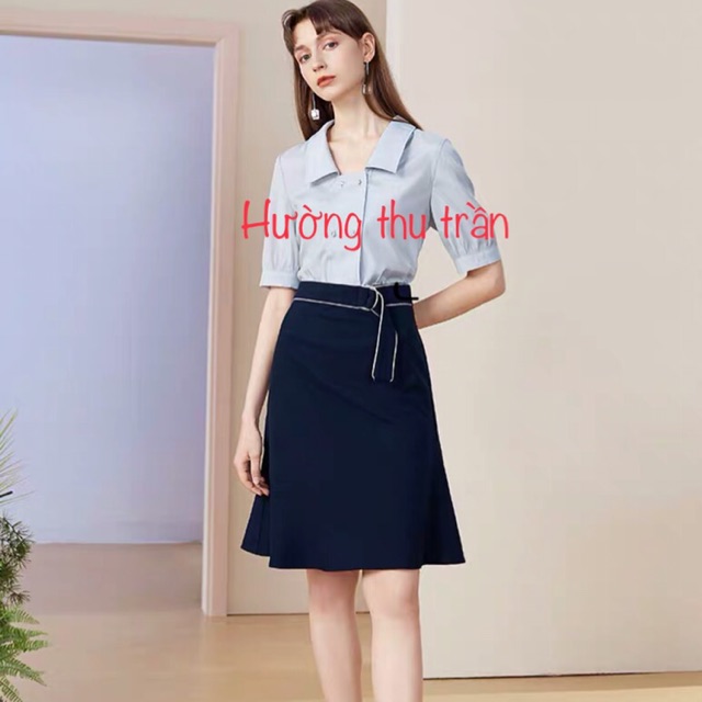 Chân váy chữ a thắt đai trần chỉ thời trang công sở trẻ trung | BigBuy360 - bigbuy360.vn