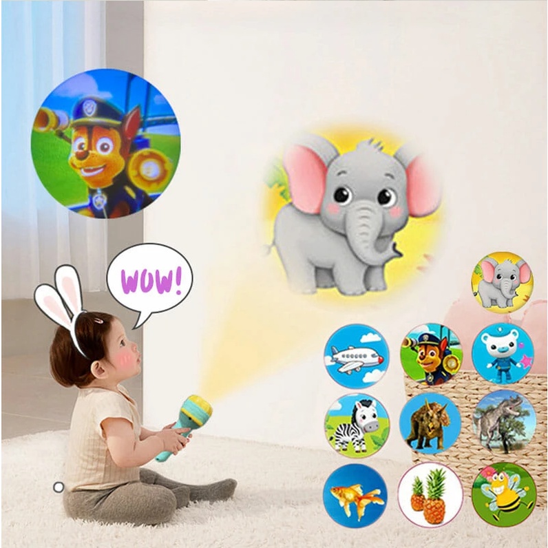 Đèn Pin Đồ Chơi Chiếu Hình Động Vật Ngộ Nghĩnh Cho Bé