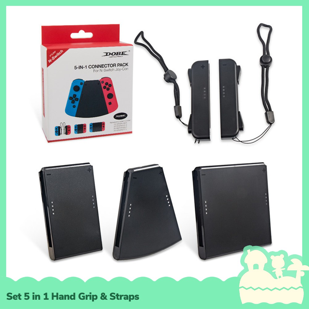 [Sẵn VN - NowShip] Dobe Bộ Phụ Kiện 5 trong 1 Hand Grip Và Straps Cho Tay Cầm Joycon Máy Game Nintendo Switch NS TNS-190