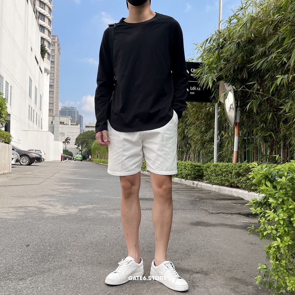 Áo thun Nam dài tay GATE6, áo cổ tròn vai raglan phối longtee cotton cao cấp mẫu mới Thu/Đông 2021 Daily - Đen/G0017