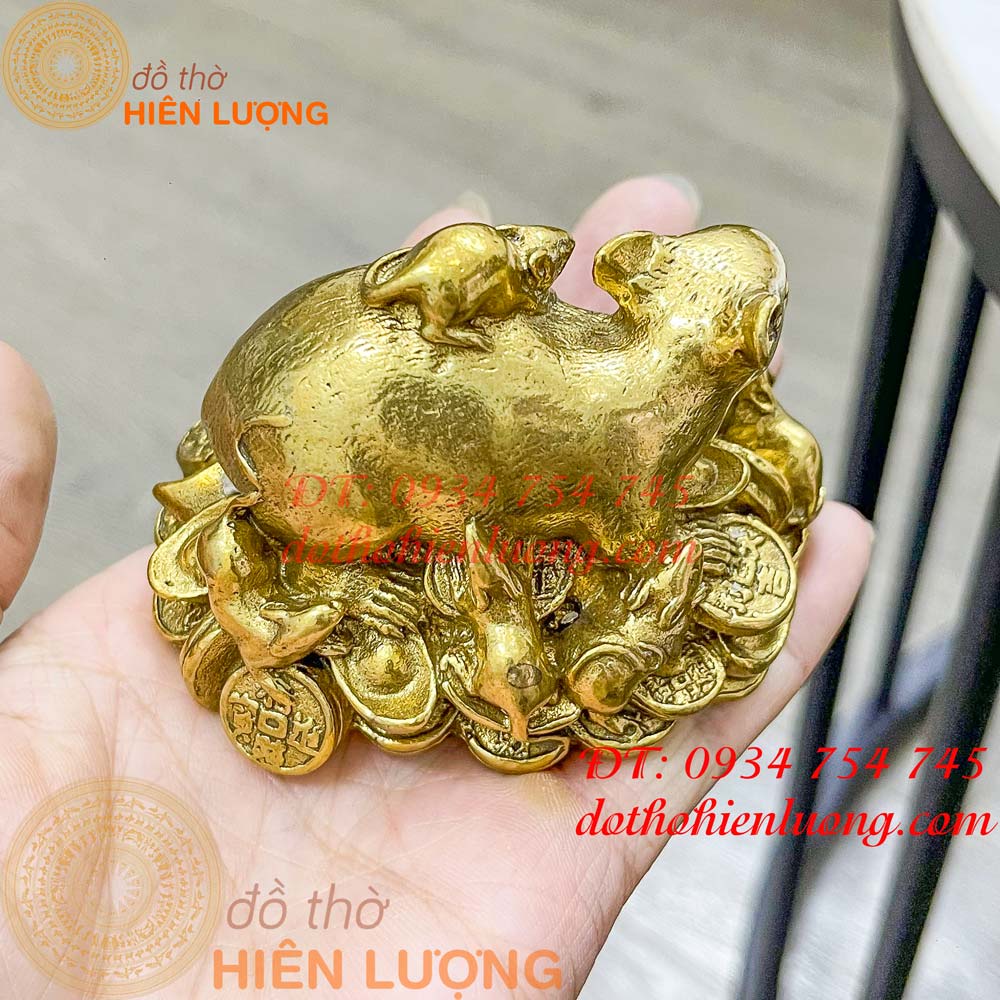 Tượng gia đình chuột bằng đồng phong thủy