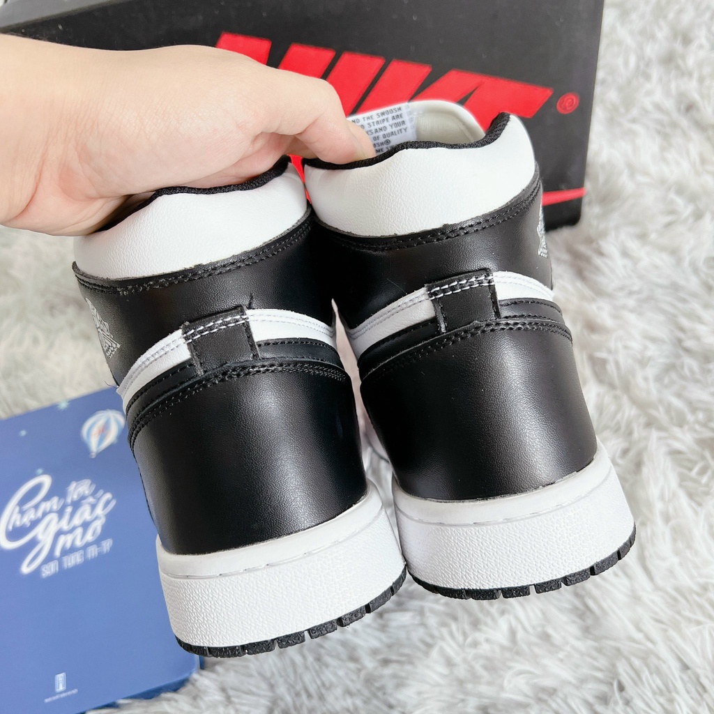 Giày Jordan Cổ Cao, Giày Jordan 1 Panda Đen Trắng Cao Cổ Thời Trang Full Box Bill