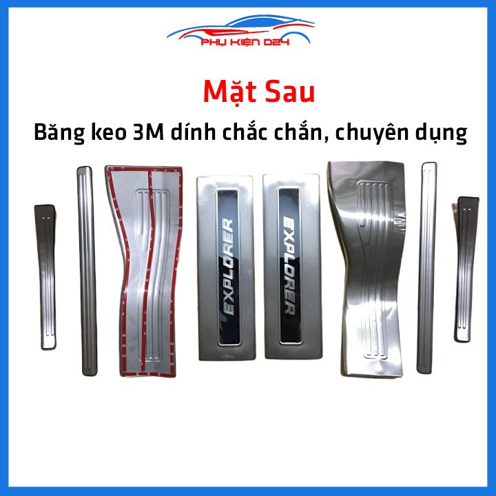 Bộ ốp bậc cửa trong ngoài nẹp bước chân Explorer 2016-2017-2018-2019-2020-2021-2022 Inox chống trầy xe