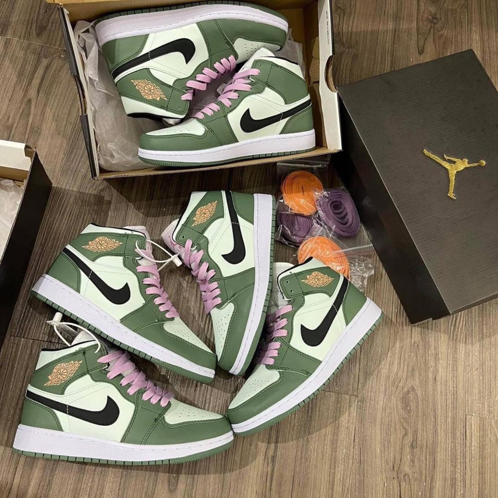 (Full Box + Sale ) Giày Thể Thao Air Jordan 1 Mid SE Dutch Green Cổ Siêu Đẹp Dành Cho Nữ | BigBuy360 - bigbuy360.vn