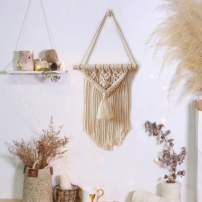 Tấm thảm dệt thủ công treo tường trang trí phong cách boho sáng tạo thời trang/ Dây đèn treo trang trí