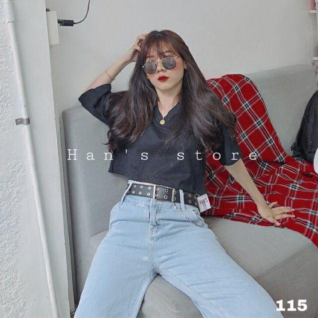 Áo croptop cổ tim phom rộng, kèm hình thật chụp áo trải sàn - 603