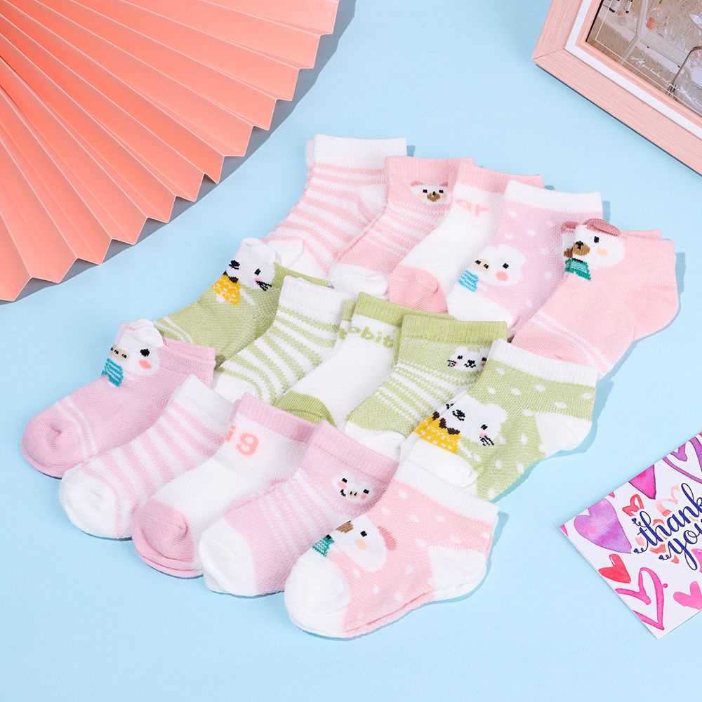 Bộ 5 Đôi Vớ Cotton Phối Lưới Dễ Thương Cho Bé Sơ Sinh 0-3 Tuổi
