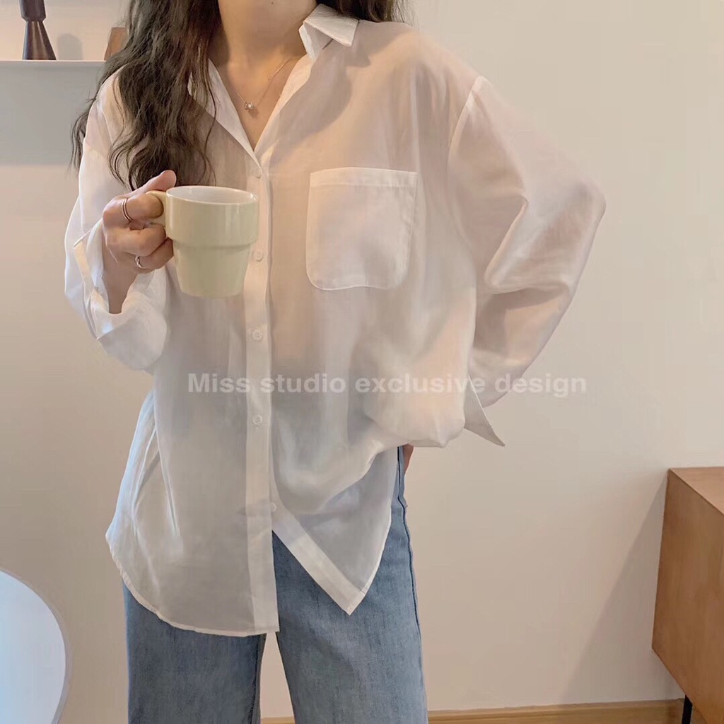 Áo sơ mi Xiaozhainv tay dài chống nắng phong cách thời trang Hàn Quốc với 5 màu lựa chọn