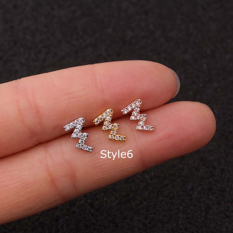 Khuyên Tai Bằng Thép Không Gỉ Đính Đá Zircon 20g