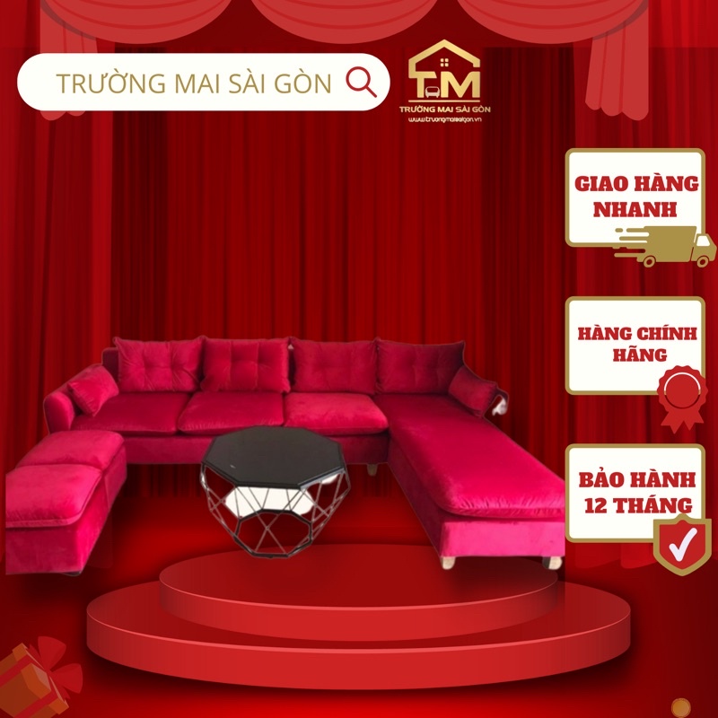 sofa góc L thư giãn 2m4x1m6 cao cấp chất vải mịn màng chân ghế chắc chắn Trường Mai Sài Gòn