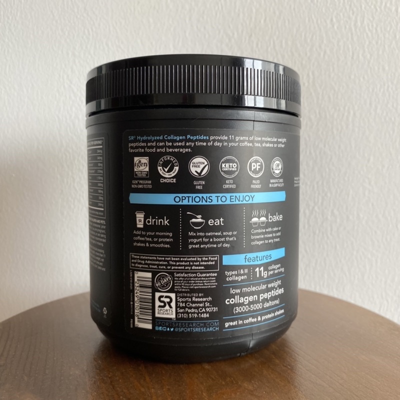 COLLAGEN PEPTIDES SR BỘT COLLAGEN THUỶ PHÂN SPORT RESEARCH TYPE I & III POWDER MẪU MỚI CỦA MỸ