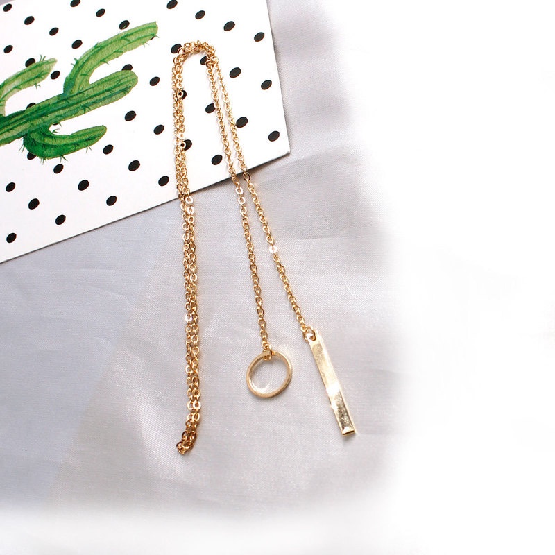 Vòng cổ Mặt Thanh Tròn Màu Vàng Thời Trang Cho Nữ