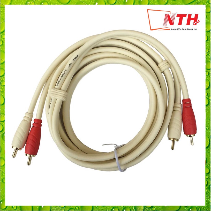 Cáp Nối Dài Dây Loa 2 Đầu AV Bông Sen Ra 2 Đầu AV Bông Sen  Dài 1.5M 1.8M 3M 5M 10M - Dây Trắng Loại Xịn