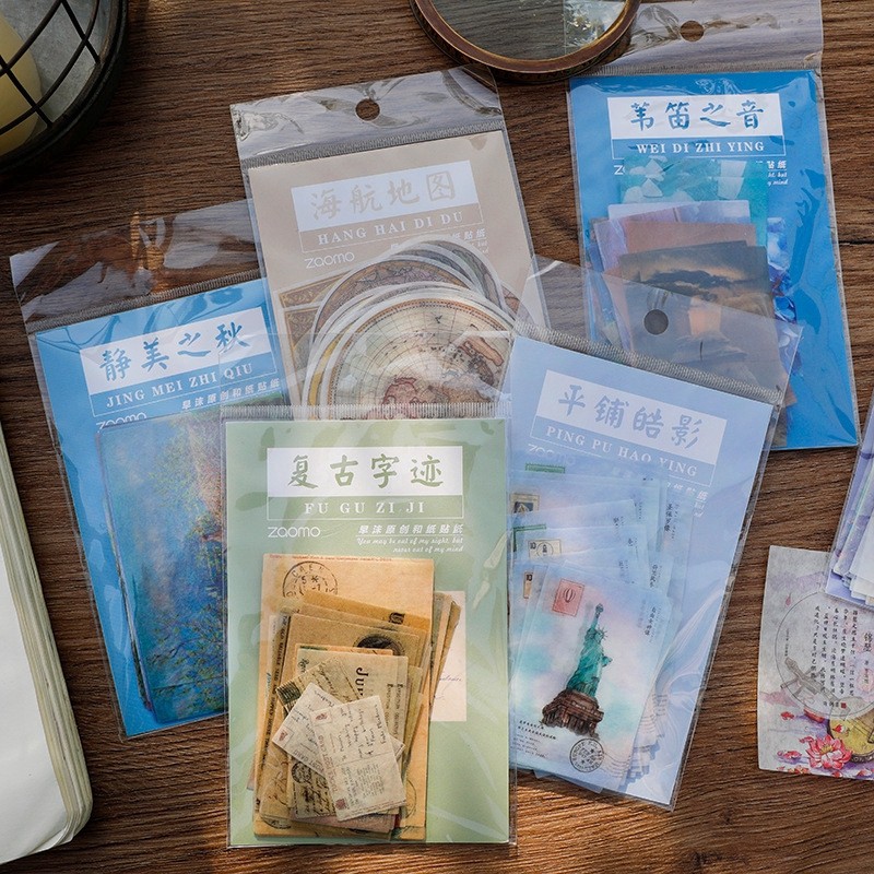 Gói 40 sticker vintage trang trí đa dụng (Hàng có sẵn)