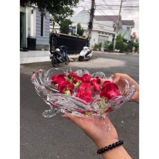 DĨA TRÁI CÂY THỦY TINH 3 CHÂN